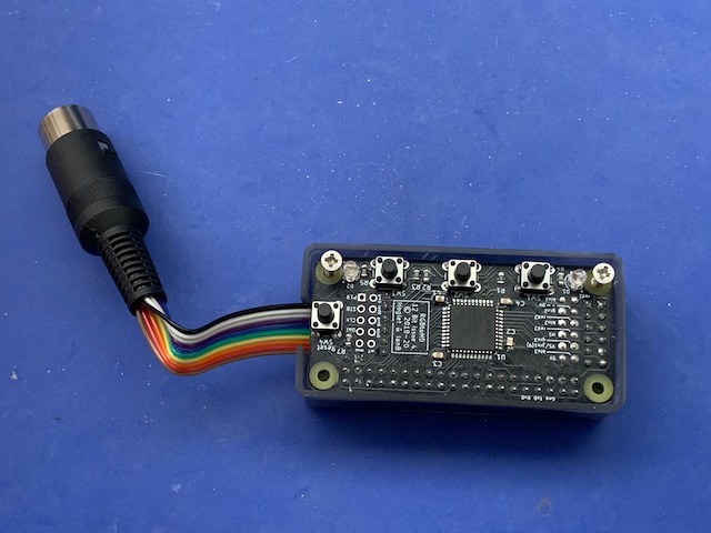 RGBtoHDMI board installed on top of the Raspberry Pi Zero